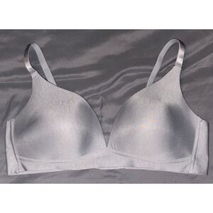 STRM LINE Intimates Full Figure Light Blue Wirefree Contour Demi Plunge Bra, 38C